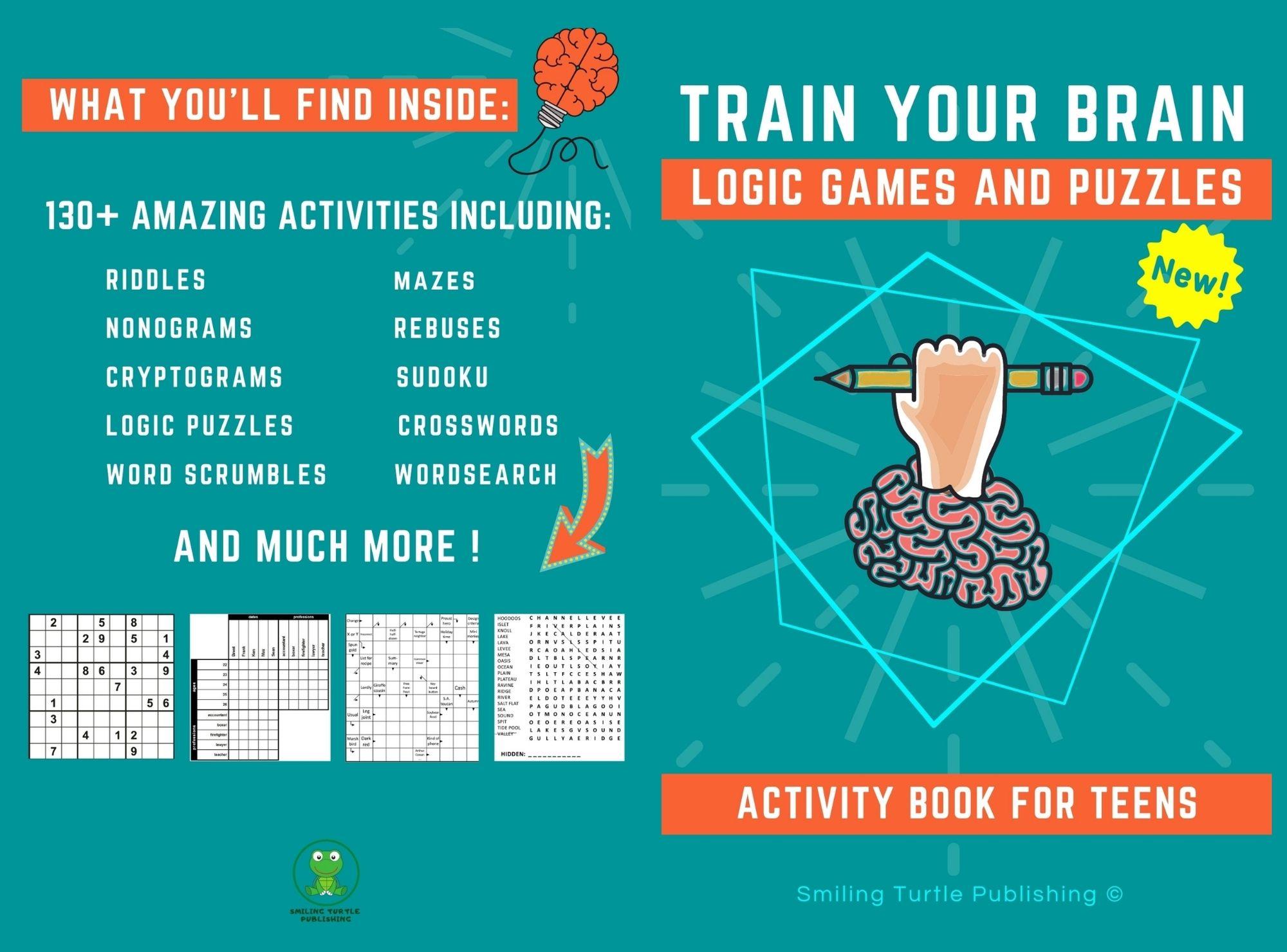 Get your free copy of Train Your Brain Logic Games and Puzzles Activity